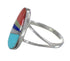 Multicolor Inlay Southwestern Sterling Silver Ring Size 5-1/2 WX75131